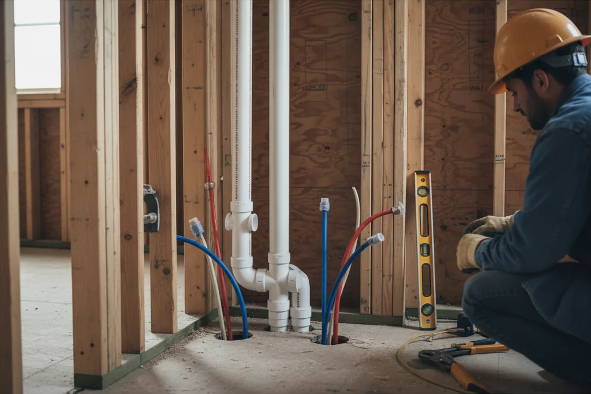 Drain and supply rough-in during Leak Detection in Dutton